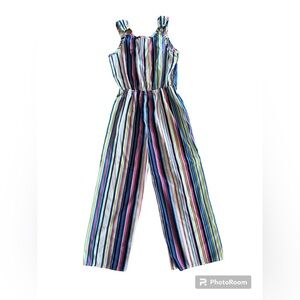 Women’s size small striped jumpsuit stretch waist wide leg